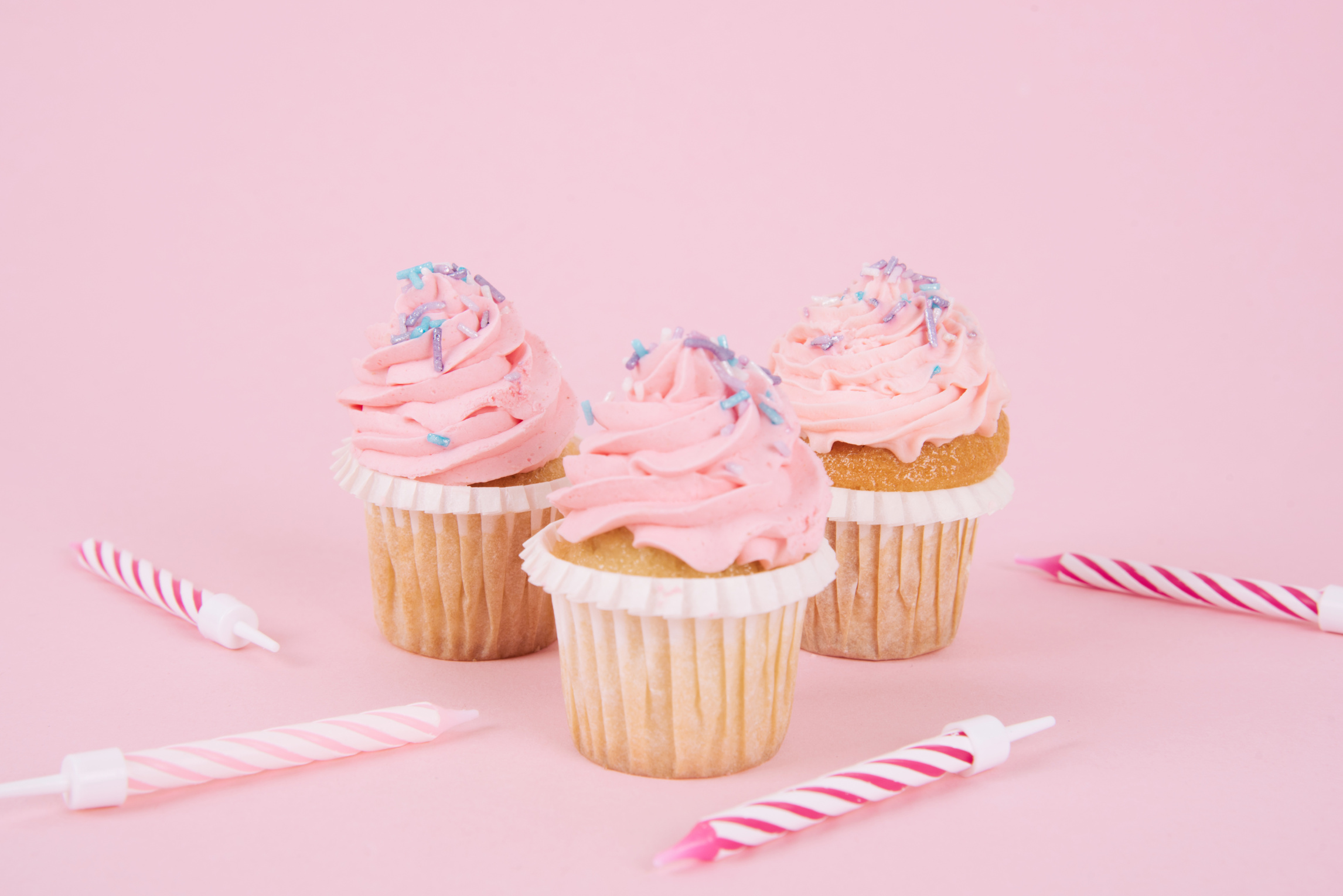 Birthday Cupcakes with Pink Frosting